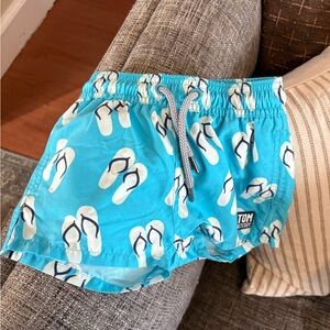 Blue Swim Shorts with Flip-Flop Print 6/12M